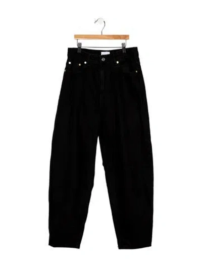 Pre-owned Ganni High-rise Wide Leg Jeans In Black