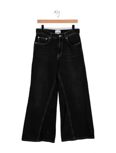 Pre-owned Ganni High-rise Wide Leg Jeans In Black