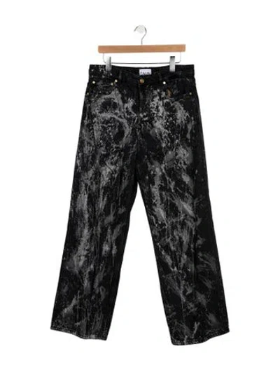 Pre-owned Ganni High-rise Wide Leg Jeans In Black
