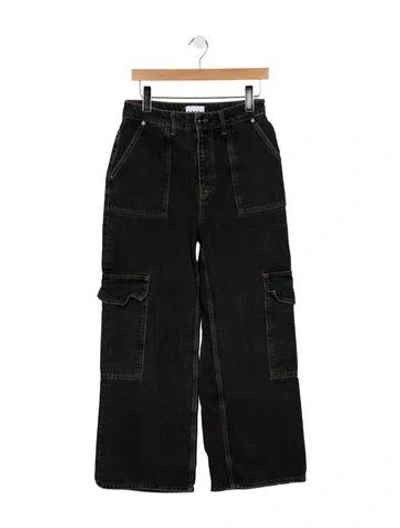 Pre-owned Ganni High-rise Wide Leg Jeans In Black