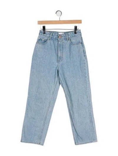 Pre-owned Ganni High-rise Wide Leg Jeans In Blue
