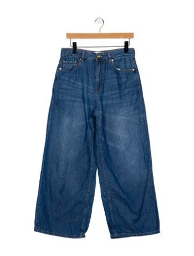Pre-owned Ganni High-rise Wide Leg Jeans In Blue