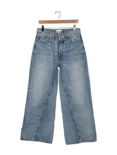 Pre-owned Ganni High-rise Wide Leg Jeans In Blue