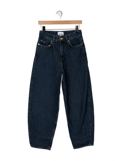Pre-owned Ganni High-rise Wide Leg Jeans In Blue