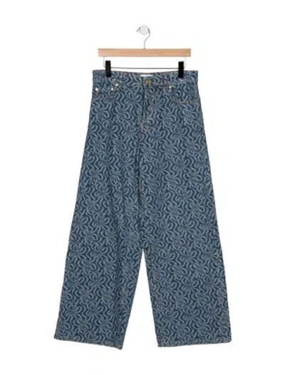 Pre-owned Ganni High-rise Wide Leg Jeans In Blue