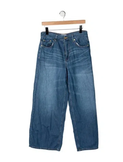 Pre-owned Ganni High-rise Wide Leg Jeans In Blue