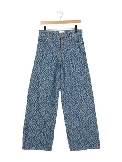 Pre-owned Ganni High-rise Wide Leg Jeans In Blue