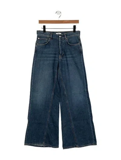 Pre-owned Ganni High-rise Wide Leg Jeans In Blue