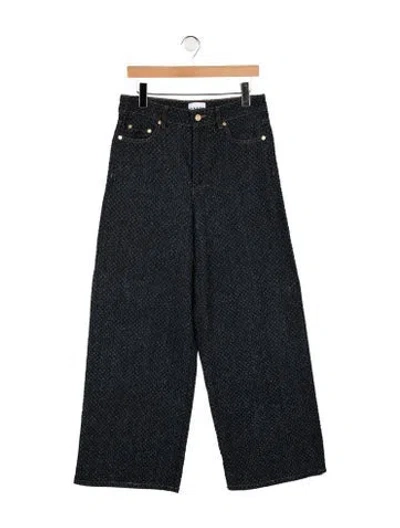 Pre-owned Ganni High-rise Wide Leg Jeans In Blue
