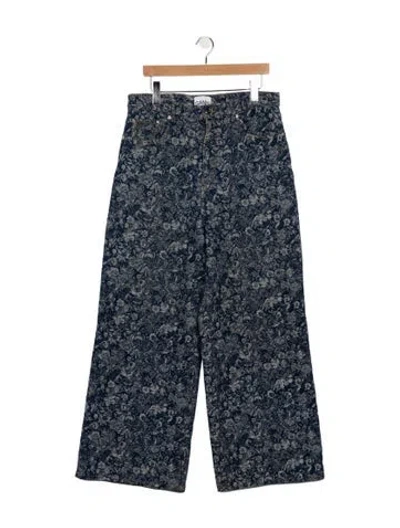 Pre-owned Ganni High-rise Wide Leg Jeans In Blue