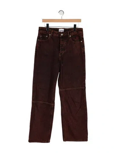 Pre-owned Ganni High-rise Wide Leg Jeans In Burgundy