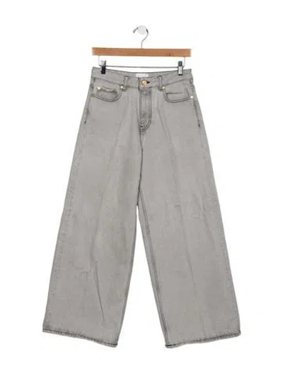 Pre-owned Ganni High-rise Wide Leg Jeans In Gray