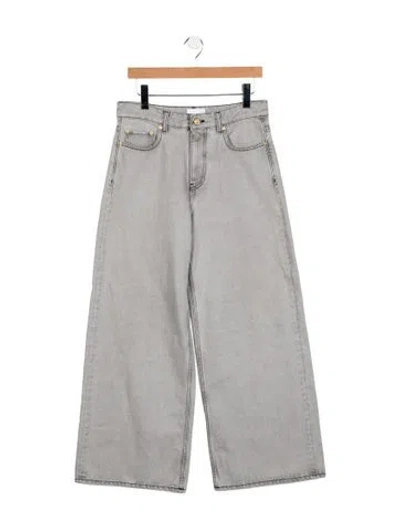 Pre-owned Ganni High-rise Wide Leg Jeans In Gray
