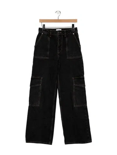 Pre-owned Ganni High-rise Wide Leg Jeans In Grey