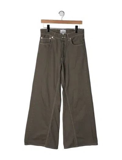 Pre-owned Ganni High-rise Wide Leg Jeans In Grey