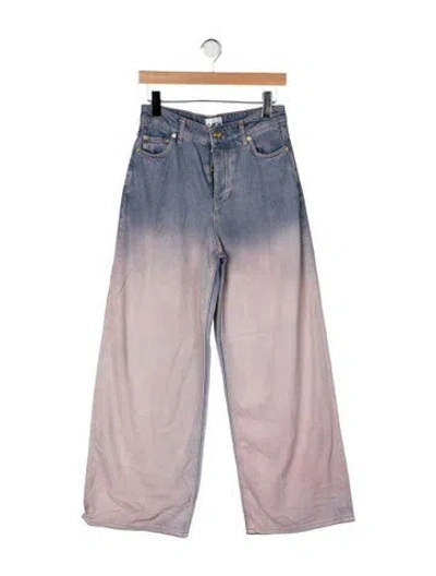 Pre-owned Ganni High-rise Wide Leg Jeans In Multicolor