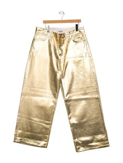 Pre-owned Ganni High-rise Wide Leg Jeans In Neutral