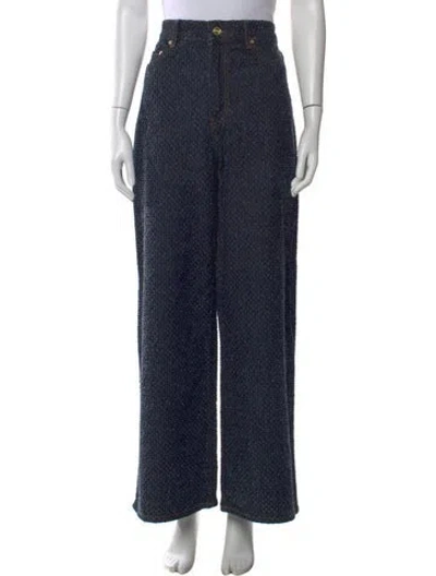 Pre-owned Ganni High-rise Wide Leg Jeans W/ Tags In Blue