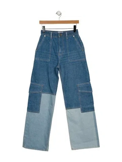 Pre-owned Ganni High-rise Wide Leg Jeans W/ Tags In Blue