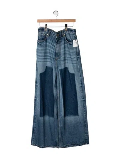 Pre-owned Ganni High-rise Wide Leg Jeans W/ Tags In Blue