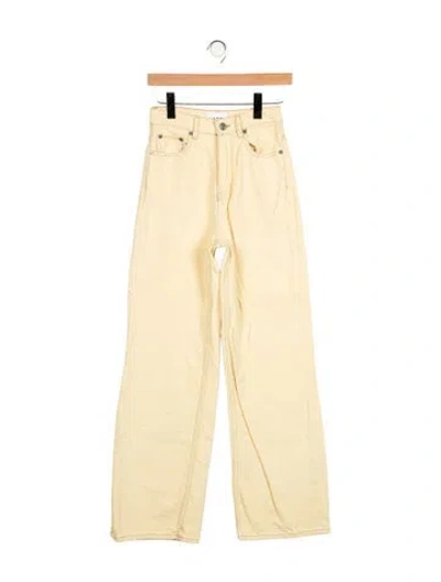 Pre-owned Ganni High-rise Wide Leg Jeans In Yellow