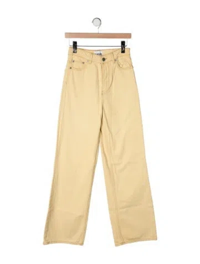 Pre-owned Ganni High-rise Wide Leg Jeans In Yellow
