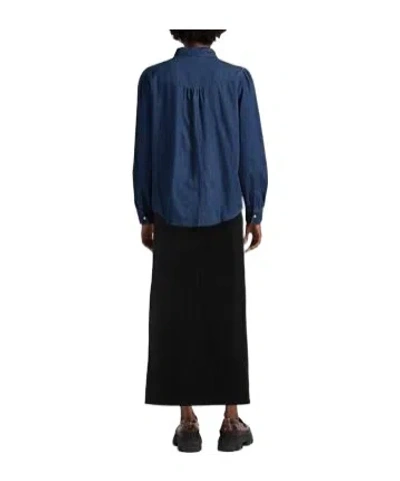 Ganni High-waisted Denim Straight-cut Midi Skirt In Black