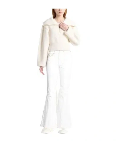 Ganni High-waisted Flared Denim Trousers In White
