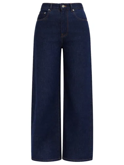 Ganni High-waisted Straight-leg Jeans In Blue