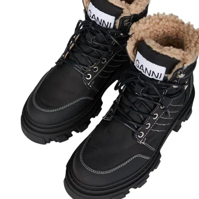 Ganni Hiking Boots In Black