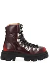 Ganni Chunky Sole Ankle Boots With Metal Eyelets In Burgundy