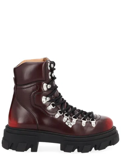 Ganni Hiking Boot In Burgundy
