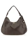 Ganni Crocodile-embossed Shoulder Bag In Brown