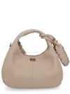 Ganni Women Pink Handbag With Removable Shoulder Strap And Pendant With Logo In Ecoleather Woman In Neutral