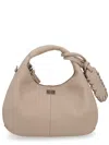 Ganni Mini Textured Leather Tote Bag In Neutral