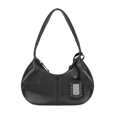 GANNI GANNI HOBO BLACK MEDIUM SHOULDER BAG