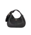 Ganni Womens Black Hobo Mini Faux-leather Hobo Bag In Black