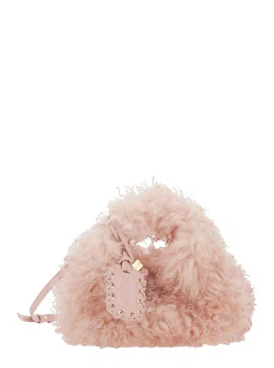 Ganni Hobo Mini Fur In Pink