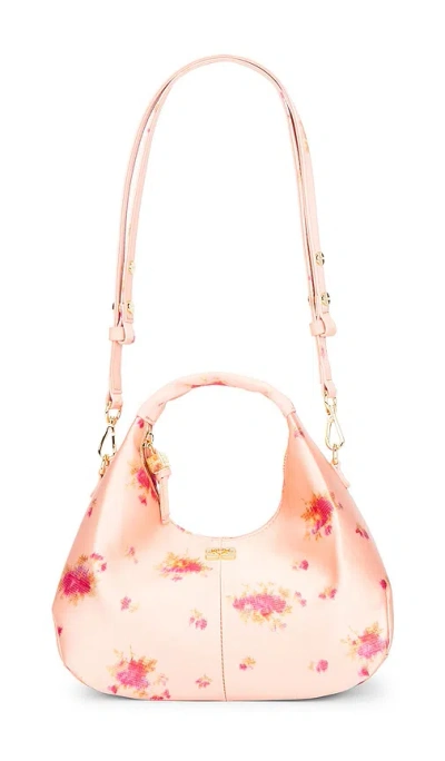 Ganni Hobo Mini Printed Satin Bag In Orange