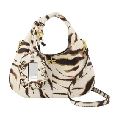 Ganni Hobo Mini Zebra Purse -  - Synthetic - Ivory