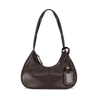 Ganni Hobo Seal Brown Medium Shoulder Bag