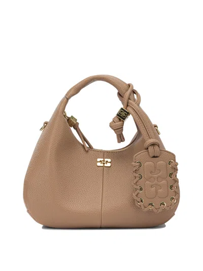 Ganni "hobo" Small Hand Bag In Brown