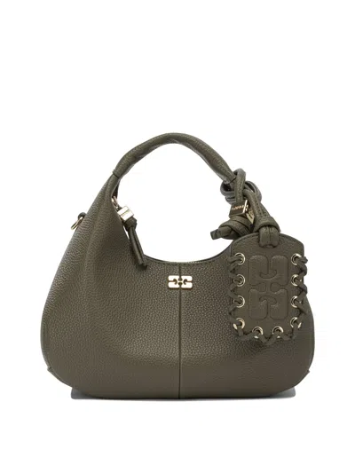 Ganni "hobo" Small Hand Bag In Green