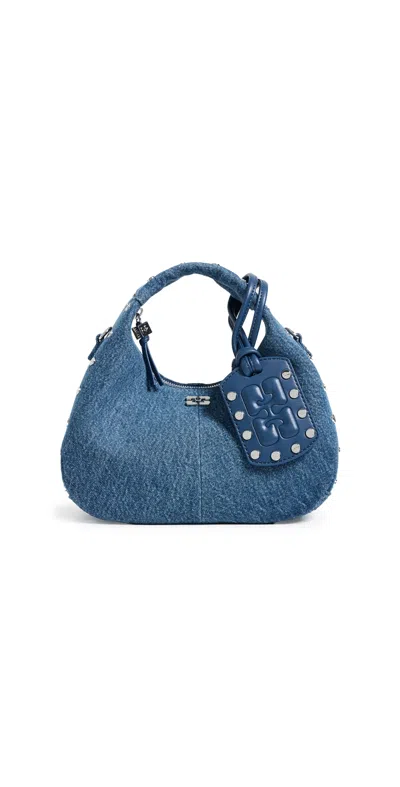 Ganni Hobo Studs Mini Bag Mid Blue Vintage