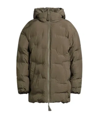 Ganni Hooded Down Jacket In Brown