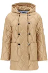 Ganni Hooded Quilted Parka In Brown