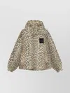 Ganni Hooded Leopard Print Nylon Blouson Jacket In Animal Print