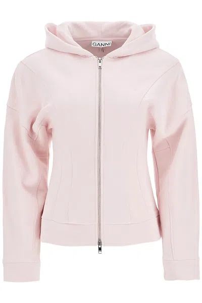 Ganni Hooded Slim-fit Sweat Women In Pink