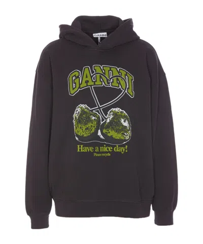 GANNI GANNI OVERSIZED LOGO PRINTED HOODIE