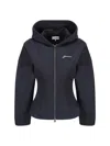 Ganni Slim-fit Hoodie With Structured Silhouette In Sky Captain